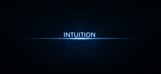 Intuition text on blue light. - obrazy, fototapety, plakaty