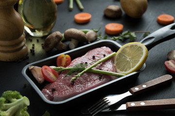 steak meat with salad