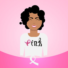 World Cancer Day Breast Disease Awareness Prevention Poster Happy Smiling Female On Greeting Card Flat Vector Illustration