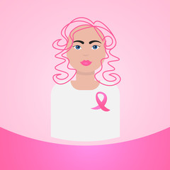 World Cancer Day Breast Disease Awareness Prevention Poster Happy Smiling Female On Greeting Card Flat Vector Illustration