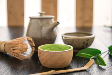 Matcha. Organic Green Matcha Tea ceremony. Matcha powder. Cooking with matcha.