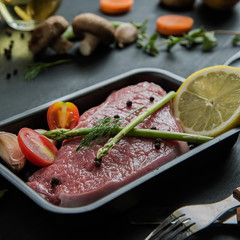 steak meat with salad