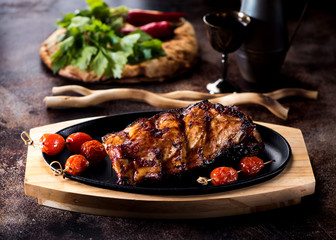 Grilled pork BBQ ribs