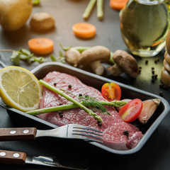 steak meat with salad