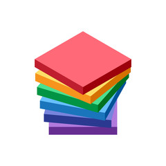 isometric view of stacked abstract square geometric shapes