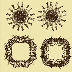 Vintage frames and scroll elements,Floral background design, luxury mandala