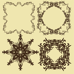 Vintage frames and scroll elements,Floral background design, luxury mandala