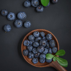 blueberries on black