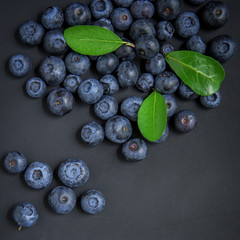 blueberries on black