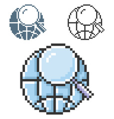 Fototapeta premium Pixel icon of global search in three variants. Fully editable