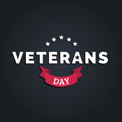 Vector illustration with Happy Veterans Day lettering. November 11 holiday background. Celebration poster. Greeting card