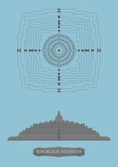plan of borobudur temple, Indonesia. 