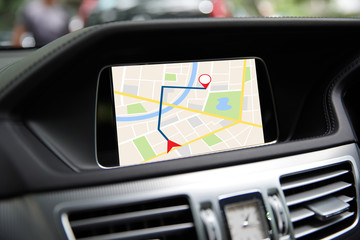 GPS Map system on  screen in the car