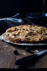 Homemade Freshly Baked Pie with Pear and Blackberry