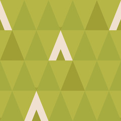 Minimal seamless pattern with trees and wigwams