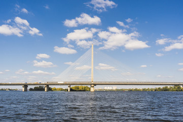 Fototapeta na wymiar Bridge over the Dnieper river, Kyiv, Ukraine