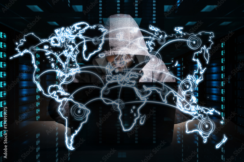 Leinwandbilder Hacker accessing to personal data information with a computer 3D rendering