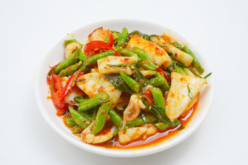 stir fried squid with roasted chili paste
