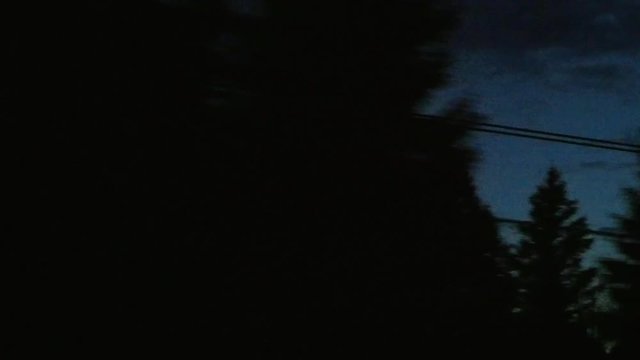 view from the train window late at night