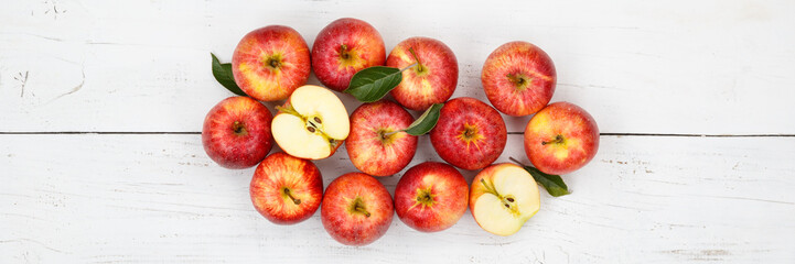 Äpfel Apfel rot Banner Obst Frucht Früchte von oben