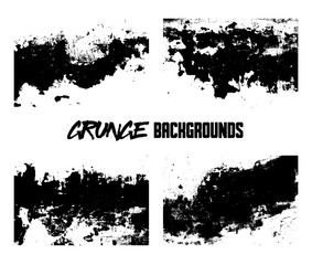 Grunge backgrounds. Monochrome abstract vector grunge textures. Set of hand drawn brush strokes and stains.