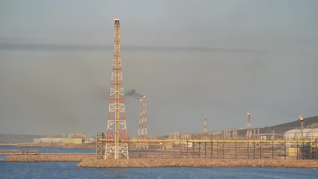 Petrochemical refinery on sea shore