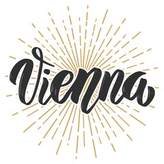 Vienna. Hand drawn lettering phrase on white background.