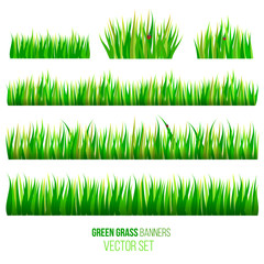 green grass banners set. vector illustration