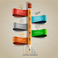 Pencil education for business infographic design concept.Can used for creative label template information  presentation layout .Vector illustration.
