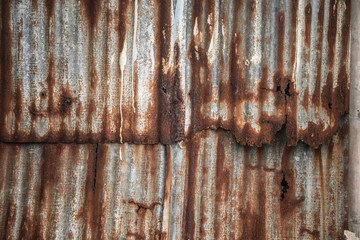 Rusty corrugated metal wall