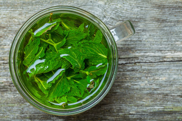 Mint tea on the table
