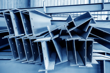 Steel factory stacked steel