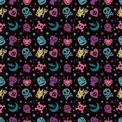 cute hallowen pattern background with pastel color