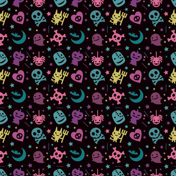 cute hallowen pattern background with pastel color