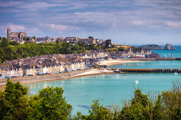 Fototapeta premium Cancale view, city in north of France known for oyster farming, Brittany.