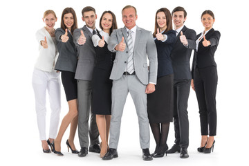 Business people showing thumb up