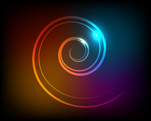 Abstract luminous spiral on a dark background
