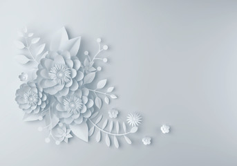white paper flower wallpaper background, abstract floral background