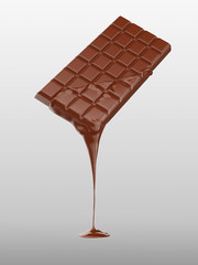 Chocolate bar with melted chocolate
