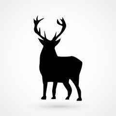 Vector silhouette of the deer isolated on white background