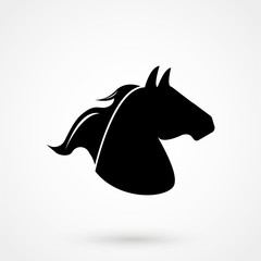 Horse face logo emblem template mascot symbol for business or shirt design. Vector Vintage Design Element.