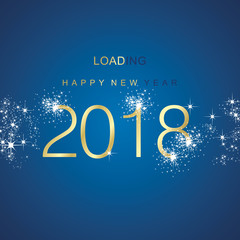 New Year 2018 loading spark firework gold blue vector