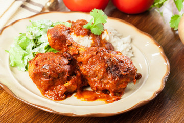 Chicken drumstick curry with rice