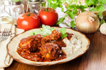 Chicken drumstick curry with rice