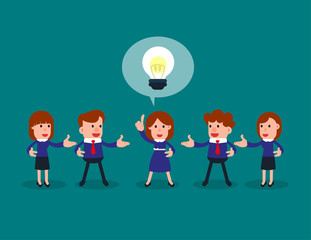 Successful businessman give ideas for another business people. Concept business business vector illustration.