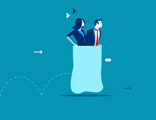 Business partners sack race. Concept business vector illustration.