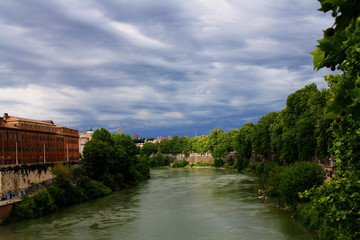 Fototapeta na wymiar nature frame , river in a cloudy grey day