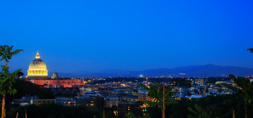 Fototapeta premium blue hour on Rome, Vatican dome stands