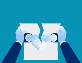 Relationship difficulties. Hand cancellation agreement. Concept business vectorillustration.