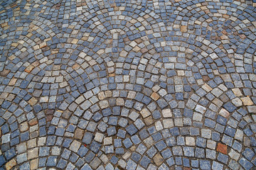 Texture of gray stone shallow square pavers